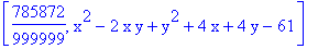 [785872/999999, x^2-2*x*y+y^2+4*x+4*y-61]